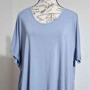 POL Light Blue Scoop Neck Short Sleeve Top